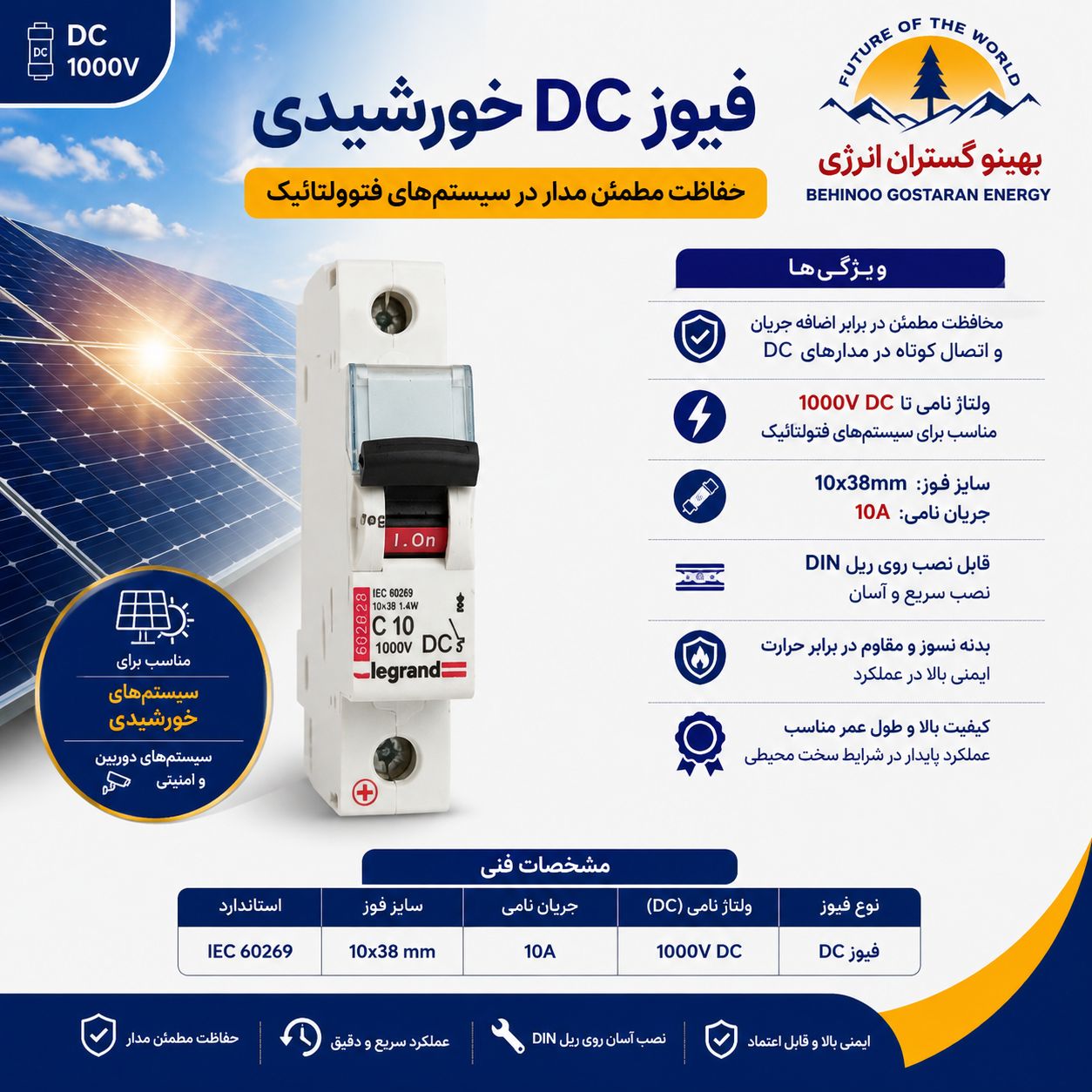 فیوز دی سی 10 آمپر تک پل