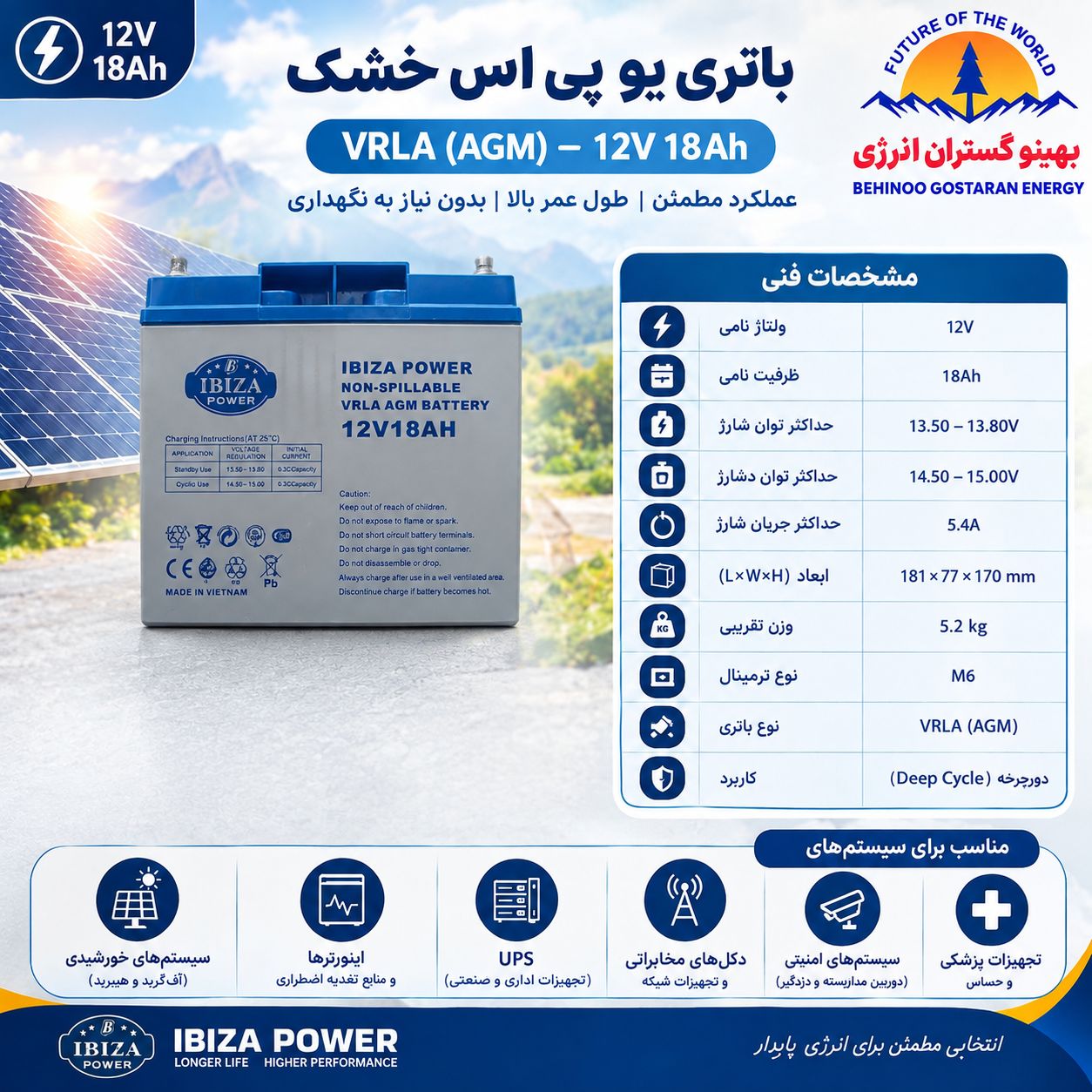 باتری 12 ولت 18 آمپر